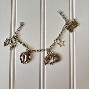 Women's Boho Western Charm Cowboy Clasp Charm Bracelet